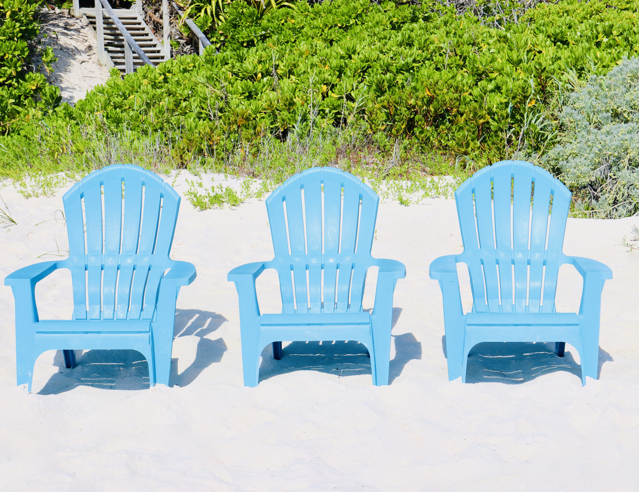 Three blue chair